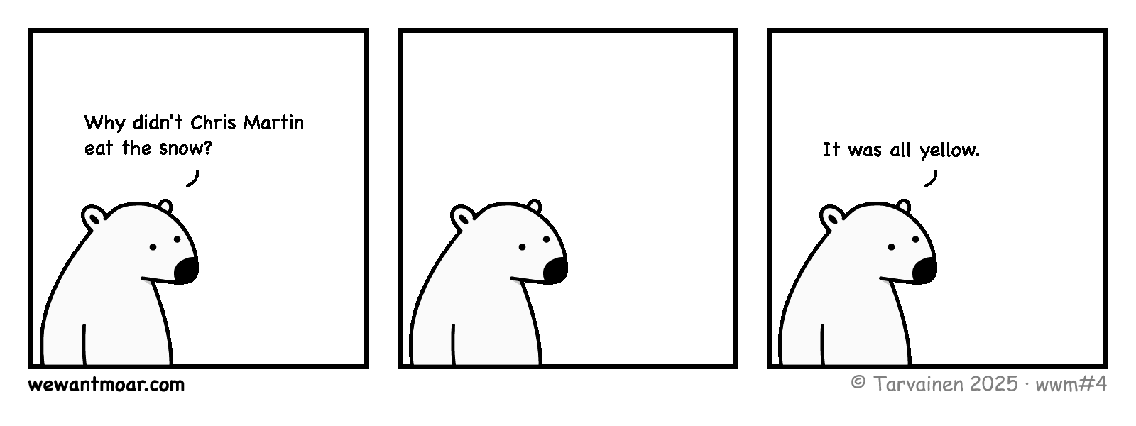 Three panel comic strip.